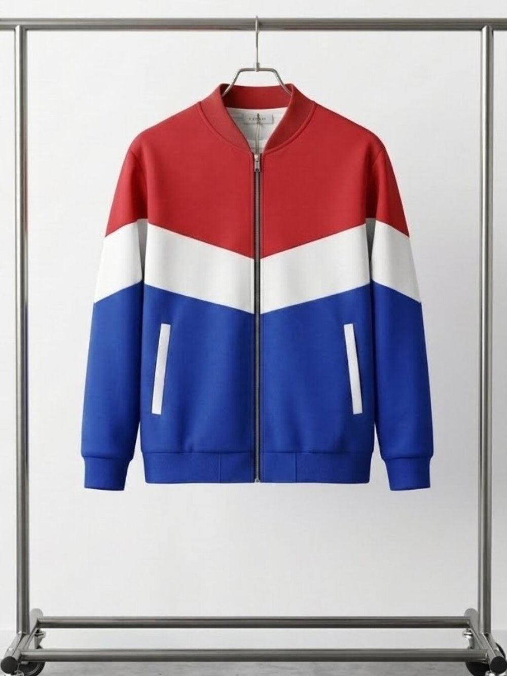 Men's Red White Blue Casual Bomber Jacket